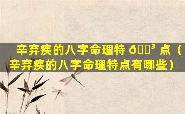 辛弃疾的八字命理特 🐳 点（辛弃疾的八字命理特点有哪些）